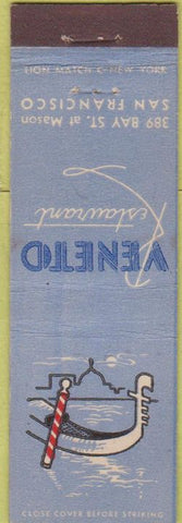 Matchbook Cover - Veneto Restaurant San Francisco CA Midget