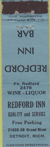 Matchbook Cover - Redford Inn Detroit MI Midget