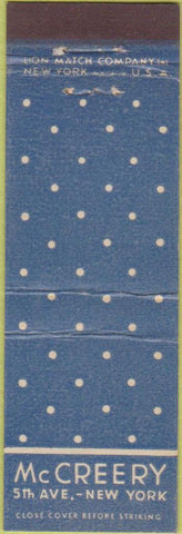 Matchbook Cover - McCreery New York City Midget