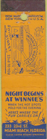 Matchbook Cover - Winnie's Miami Beach FL waffles Midget