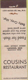 Matchbook Cover - Cousins Restaurant Lakewood OH Midget