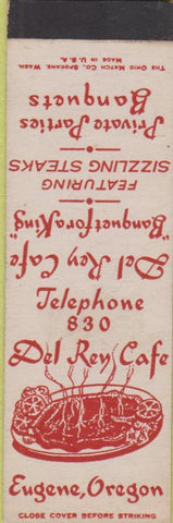 Matchbook Cover - Del Ray Cafe Eugene OR SAMPLE Midget