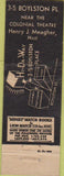 Matchbook Cover - Hi Da Way Memory Lane Boston MA Midget