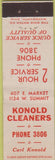Matchbook Cover - Konold Cleaners Midget