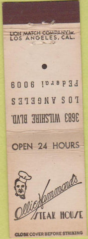Matchbook Cover - Ollie Hammond's Steaks Los Angeles CA Midget