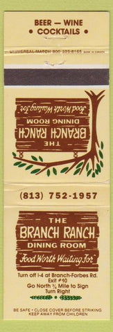 Matchbook Cover - The Branch Ranch Restaurant Plant City FL