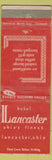 Matchbook Cover - Hotel Lancaster OH WORN