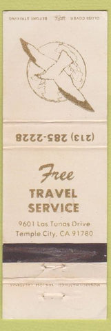 Matchbook Cover - Free Travel Service Temple City CA WEAR