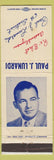 Matchbook Cover - Paul J Lunardi Election Roseville CA WEAR
