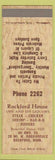Matchbook Cover - Rockford House Restaurant MN