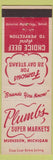 Matchbook Cover - Plumb's Super Markets grocery Muskegon MI