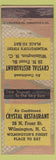 Matchbook Cover - Crystal Restaurant Wilmington NC WEAR