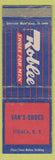 Matchbook Cover - Van's Shoes Ithaca NY Roblee shoes