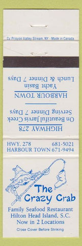 Matchbook Cover - The Crazy Crab Hilton Head Island SC