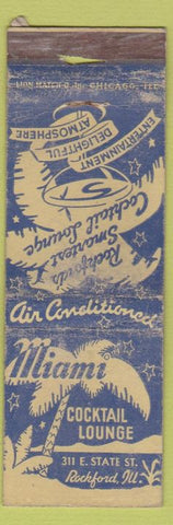 Matchbook Cover - Miami Cocktail Lounge Rockford IL WORN