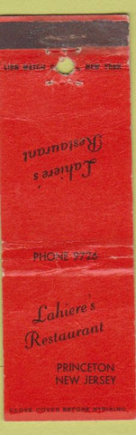 Matchbook Cover - Lahiere's Restaurant Princeton NJ WEAR