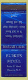 Matchbook Cover - Burke's Motel Massena NY