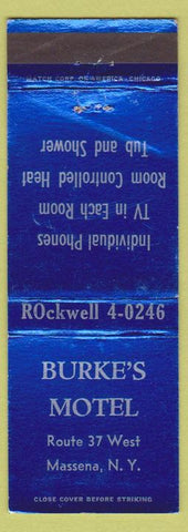 Matchbook Cover - Burke's Motel Massena NY