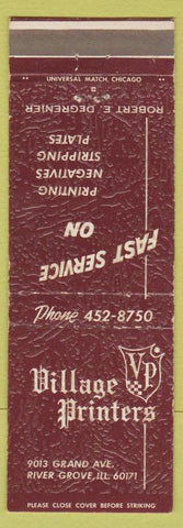 Matchbook Cover - Village Printers River Grove IL