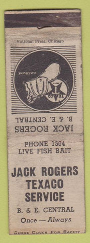 Matchbook Cover - Jack Rogers Texaco oil gas Bait WORN