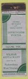 Matchbook Cover - Wilmar Restaurant Parkersburg WV CREASES