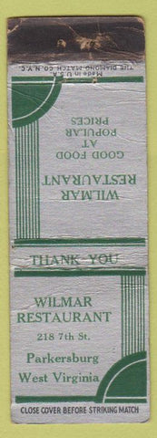 Matchbook Cover - Wilmar Restaurant Parkersburg WV CREASES