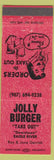 Matchbook Cover - Jolly Burger Take Out Eagle River Anchorage AK