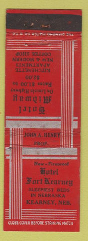 Matchbook Cover - Hotel Fort Kearney NE Hotel Midway