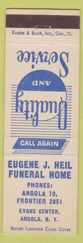 Matchbook Cover - Eugene Heil Funeral Home Angola NY