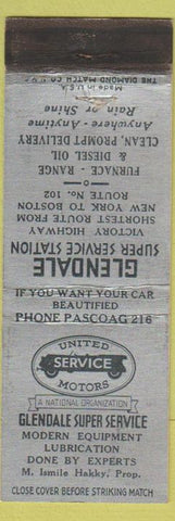 Matchbook Cover - Glendale Super Service oil gas Pascoag RI?