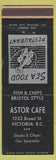 Matchbook Cover - Astor Cafe Victoria BC