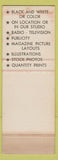Matchbook Cover - Gary Wagner Assoc New York City Photography