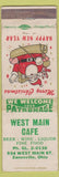 Matchbook Cover - West Main Cafe Zanesville OH WEAR