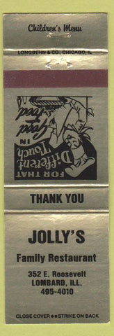 Matchbook Cover - Jolly's Family Restaurant Lombard IL