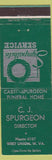 Matchbook Cover - Casto Spurgeon Funeral Home West Union WV