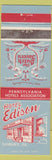 Matchbook Cover - Hotel Edison Sunbury PA