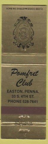 Matchbook Cover - Pomfret Club Easton PA