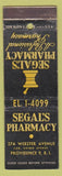 Matchbook Cover - Segal's Pharmacy Drugs Providence RI CREASE