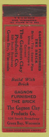 Matchbook Cover - Gagnon Blay Brick Green Bay WI