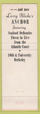 Matchbook Cover - Larry Blake's Berkeley CA Restaurant