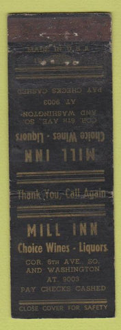 Matchbook Cover - Mill Inn NO TOWN WEAR