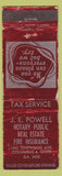 Matchbook Cover - JE Powell Tax Serice Notary Columbis OH WORN