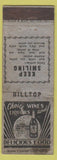 Matchbook Cover - Hilltop Restaurant NO TOWN POOR