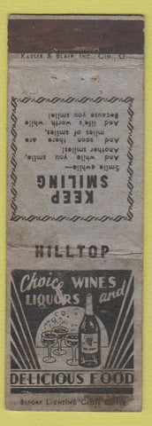 Matchbook Cover - Hilltop Restaurant NO TOWN POOR