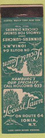 Matchbook Cover - Locust Lawn Ionia NY Hamburgers