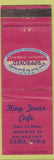 Matchbook Cover - King Tower Cafe Tama IA WEAR