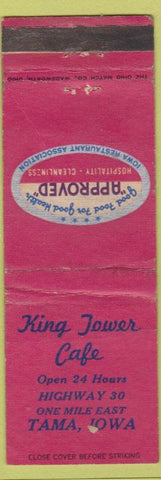 Matchbook Cover - King Tower Cafe Tama IA WEAR