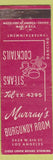 Matchbook Cover - Murray's Burgundy Room Los Angeles CA