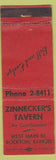 Matchbook Cover - Zinnecker's Tavern Rockton IL