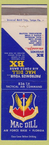 Matchbook Cover - Mac Dill Air Force Base Florida FL BX